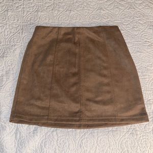 Wild Honey Suede Tan Mini Skirt